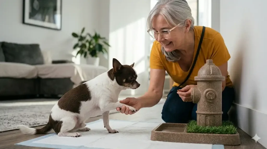 Como ensinar cachorro a usar mictório (passo a passo que funciona) 2 Mulher Cao 1