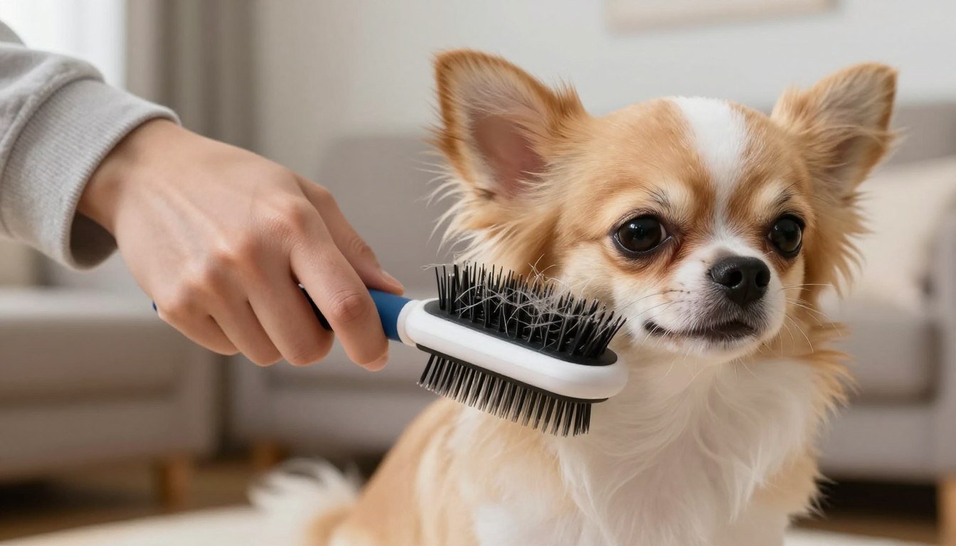 escova removedora de pelos para cachorro pequeno
