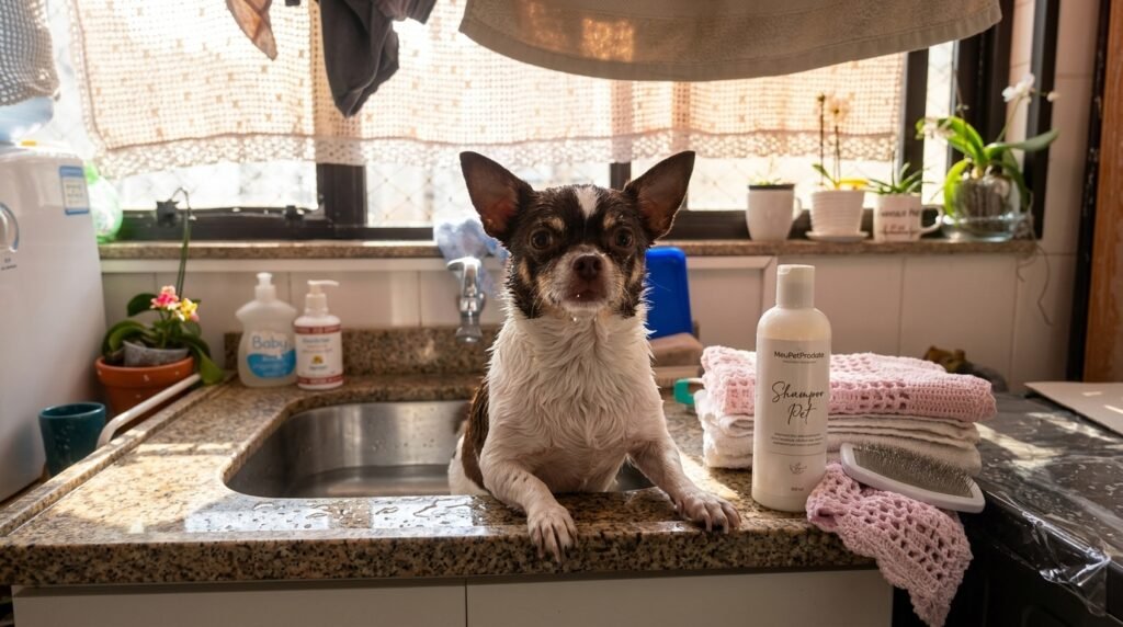 Como dar banho em cachorro pequeno em casa: nossa rotina com três chihuahuas 2 Juanito Banho